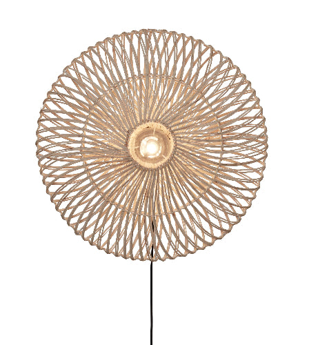 Good&Mojo Wandlamp Zanzibar L rotan/plat dia.55xh.14cm. wit